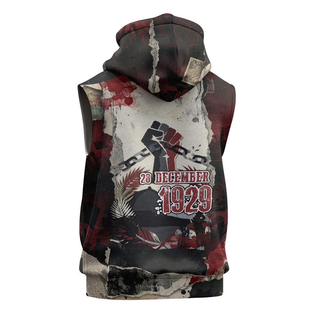 Samoa Black Saturday 1929 Sleeveless Zip Hoodie Mau Movement Vintage Newspaper Grunge Polynesian TS04 - Polynesian Pride