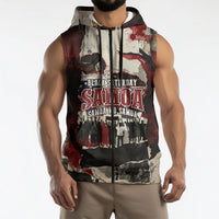 Samoa Black Saturday 1929 Sleeveless Zip Hoodie Mau Movement Vintage Newspaper Grunge Polynesian TS04 - Polynesian Pride