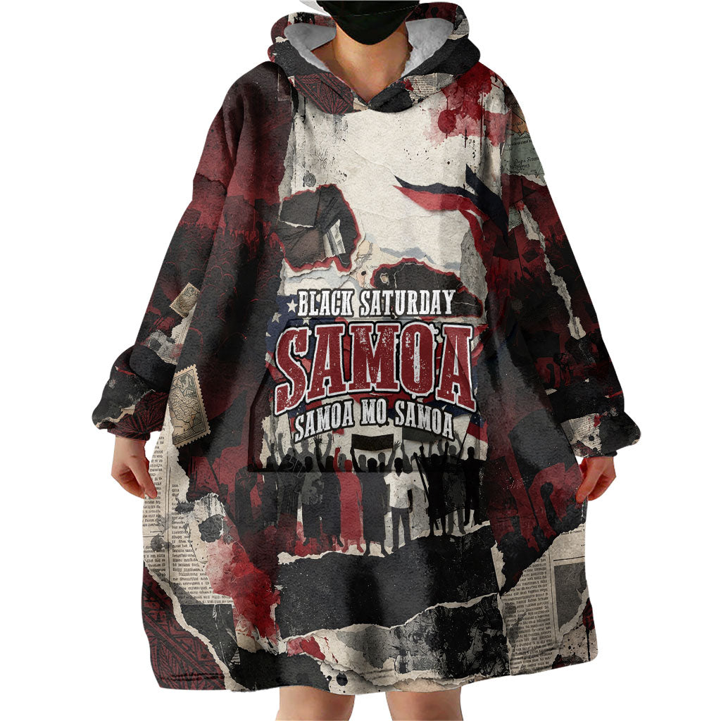 Samoa Black Saturday 1929 Wearable Blanket Hoodie Mau Movement Vintage Newspaper Grunge Polynesian TS04 - Polynesian Pride