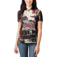 Samoa Black Saturday 1929 Women Polo Shirt Mau Movement Vintage Newspaper Grunge Polynesian TS04 - Polynesian Pride