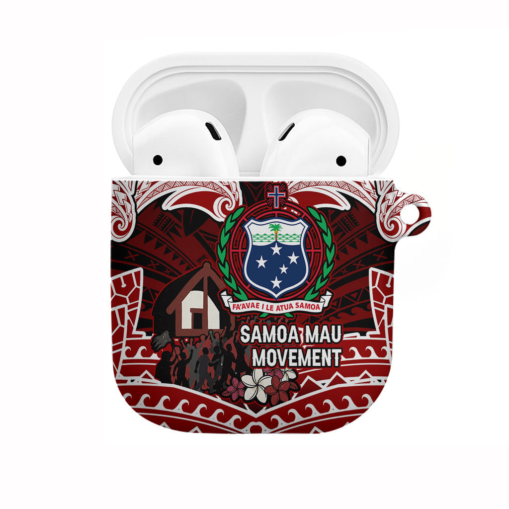 Samoa Black Saturday Mau Movement AirPods Case Polynesian Tribal Pattern Coat Of Arms Graphic Art TS04 Red White - Polynesian Pride