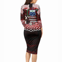 Samoa Black Saturday Mau Movement Long Sleeve Bodycon Dress Polynesian Tribal Pattern Coat Of Arms Graphic Art TS04 - Polynesian Pride