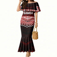 Samoa Black Saturday Mau Movement Mermaid Dress Polynesian Tribal Pattern Coat Of Arms Graphic Art TS04 Women Red White - Polynesian Pride