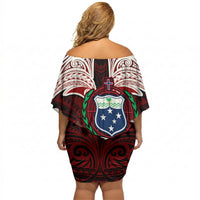 Samoa Black Saturday Mau Movement Off Shoulder Short Dress Polynesian Tribal Pattern Coat Of Arms Graphic Art TS04 - Polynesian Pride