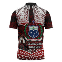 Samoa Black Saturday Mau Movement Zipper Polo Shirt Polynesian Tribal Pattern Coat Of Arms Graphic Art TS04 - Polynesian Pride