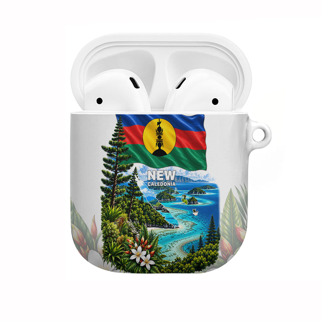 New Caledonia Kanak Flag Landscape AirPods Case Tropical Island Nature Floral TS04 White Green - Polynesian Pride