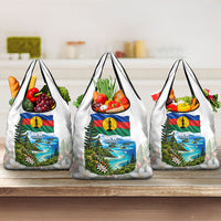 New Caledonia Kanak Flag Landscape Grocery Bag Tropical Island Nature Floral TS04 3-pack One Size White Green - Polynesian Pride