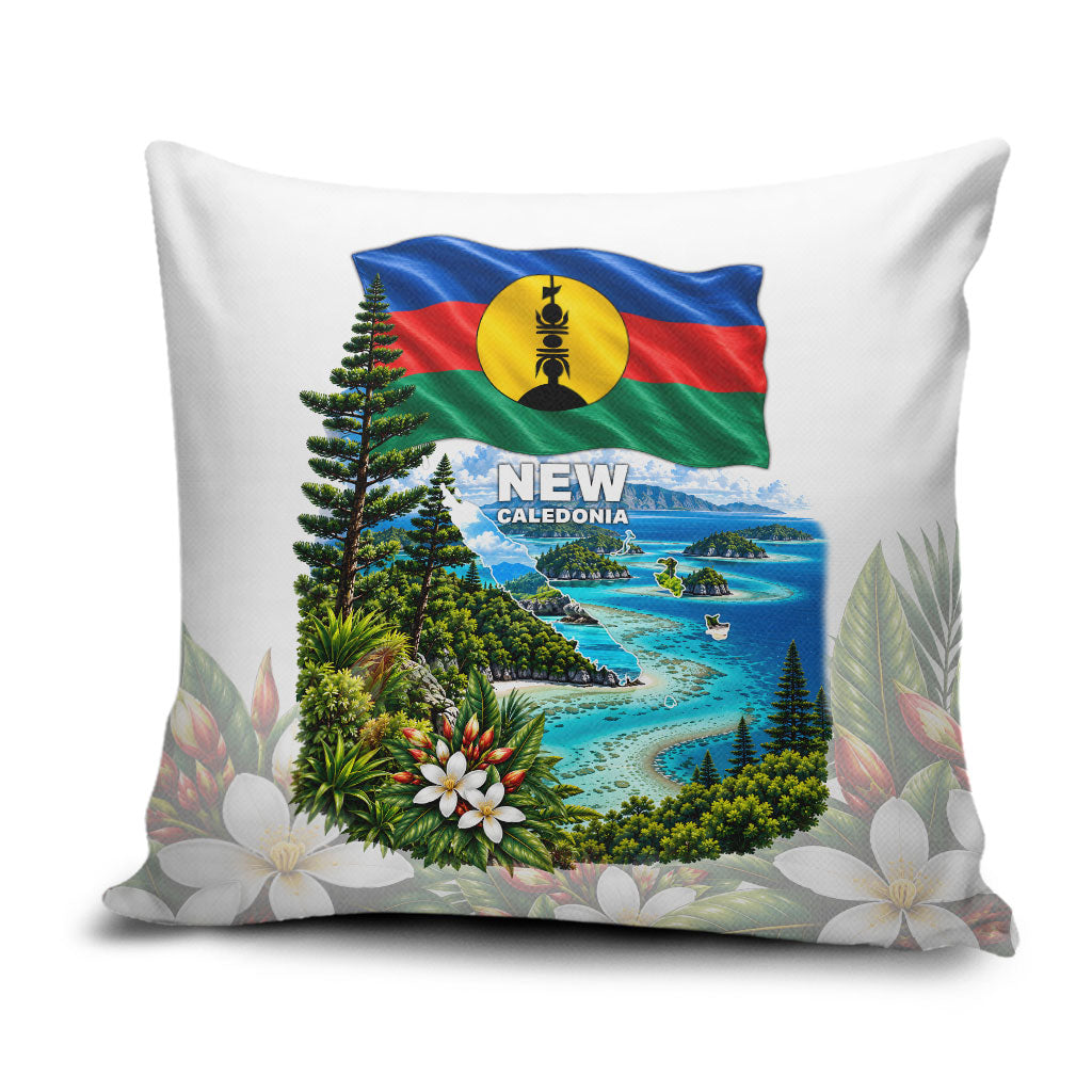New Caledonia Kanak Flag Landscape Pillow Cover Tropical Island Nature Floral TS04 White Green - Polynesian Pride