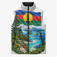 New Caledonia Kanak Flag Landscape Sleeveless Puffer Jacket Tropical Island Nature Floral TS04 Unisex White Green - Polynesian Pride