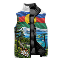 New Caledonia Kanak Flag Landscape Sleeveless Puffer Jacket Tropical Island Nature Floral TS04 - Polynesian Pride