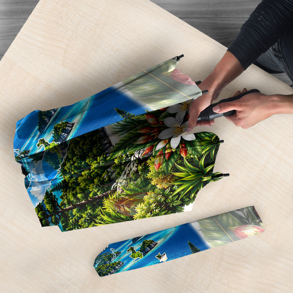 New Caledonia Kanak Flag Landscape Umbrella Tropical Island Nature Floral TS04 - Polynesian Pride