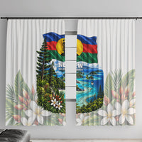 New Caledonia Kanak Flag Landscape Window Curtain Tropical Island Nature Floral TS04 With Hooks White Green - Polynesian Pride