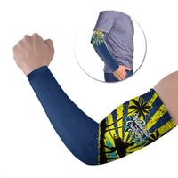 Waimanalo Oahu Hawaii Surfing Arm Sleeves Tropical Beach Retro Sunburst Surfboard TS04 Set of 2 Yellow Blue - Polynesian Pride