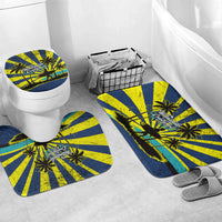 Waimanalo Oahu Hawaii Surfing Bathroom Set Tropical Beach Retro Sunburst Surfboard TS04 Mat Set Only (3 pcs) One Size Yellow Blue - Polynesian Pride