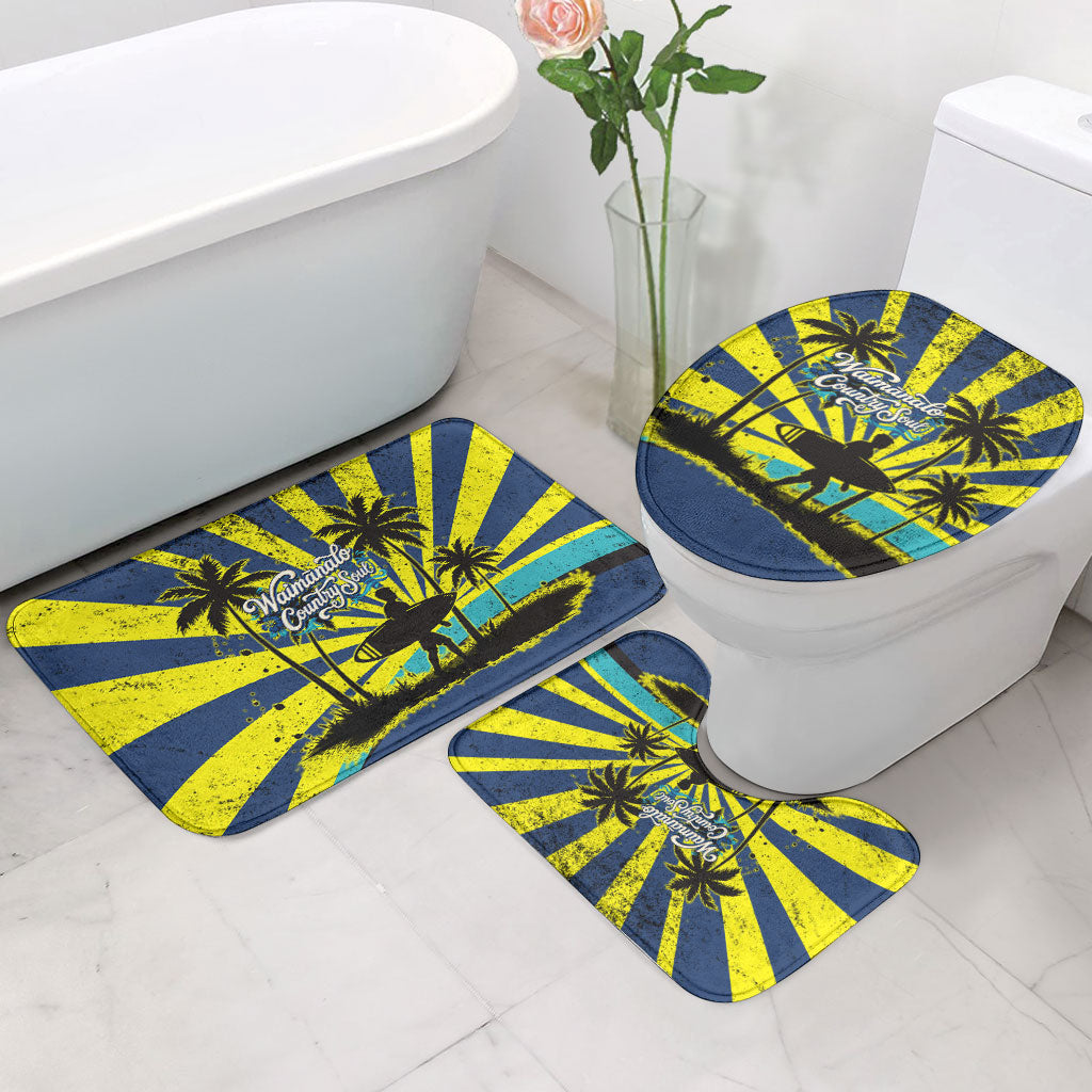 Waimanalo Oahu Hawaii Surfing Bathroom Set Tropical Beach Retro Sunburst Surfboard TS04 - Polynesian Pride