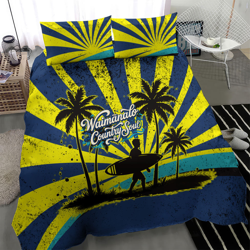 Waimanalo Oahu Hawaii Surfing Bedding Set Tropical Beach Retro Sunburst Surfboard TS04 - Polynesian Pride