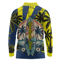 Waimanalo Oahu Hawaii Surfing Long Sleeve Polo Shirt Tropical Beach Retro Sunburst Surfboard TS04 - Polynesian Pride