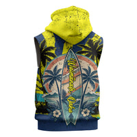 Waimanalo Oahu Hawaii Surfing Sleeveless Hoodie Tropical Beach Retro Sunburst Surfboard TS04 - Polynesian Pride