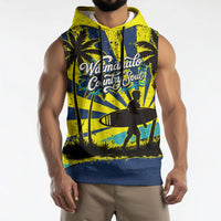 Waimanalo Oahu Hawaii Surfing Sleeveless Hoodie Tropical Beach Retro Sunburst Surfboard TS04 - Polynesian Pride