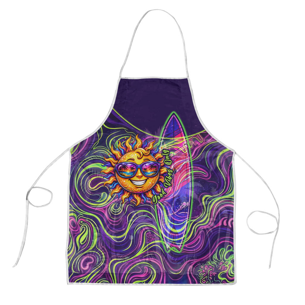 Waimanalo Hawaii Sun Rabbit Apron Psychedelic Trippy Neon Swirl Graphic TS04 Purple Green - Polynesian Pride