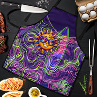 Waimanalo Hawaii Sun Rabbit Apron Psychedelic Trippy Neon Swirl Graphic TS04 Purple Green - Polynesian Pride