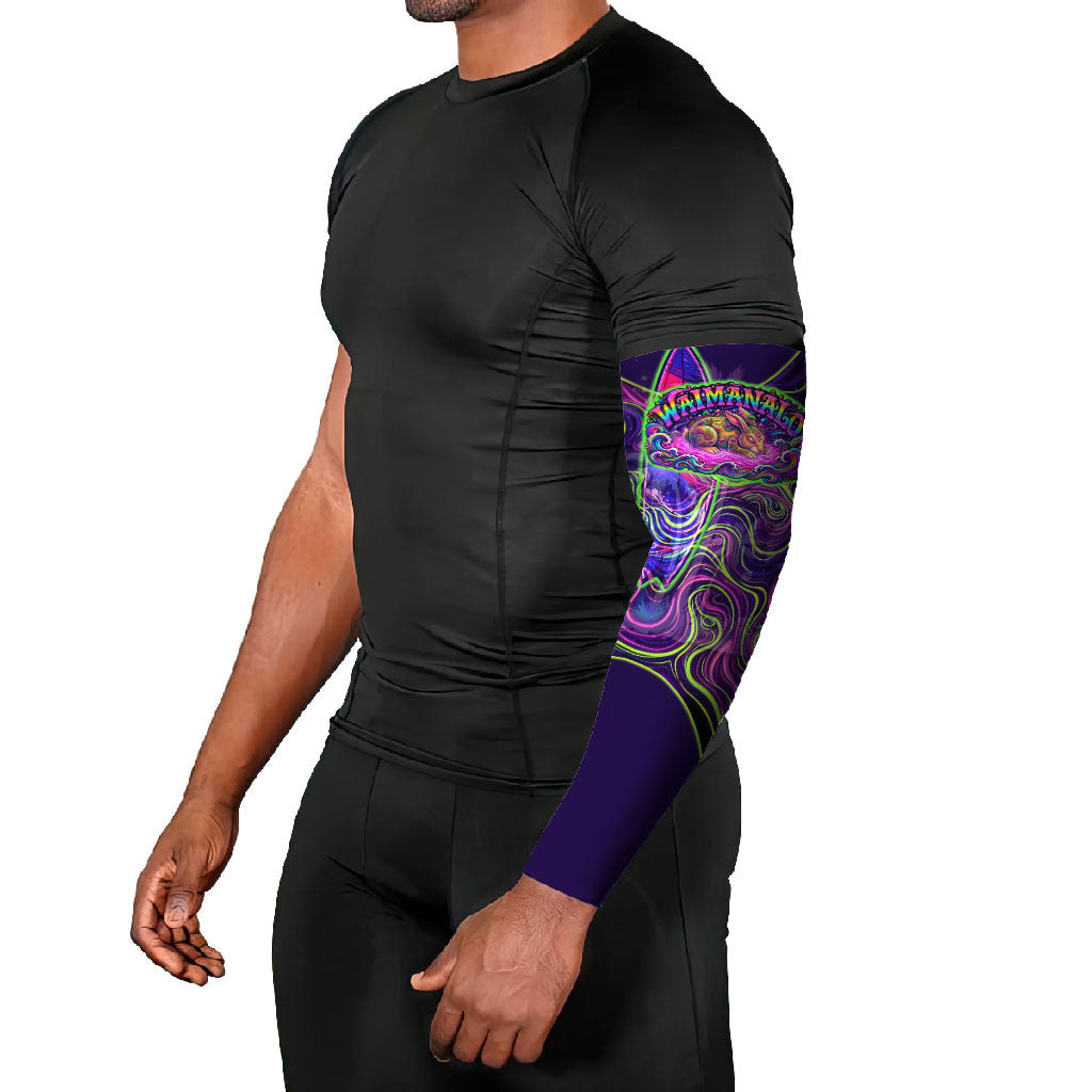 Waimanalo Hawaii Sun Rabbit Arm Sleeves Psychedelic Trippy Neon Swirl Graphic TS04 - Polynesian Pride