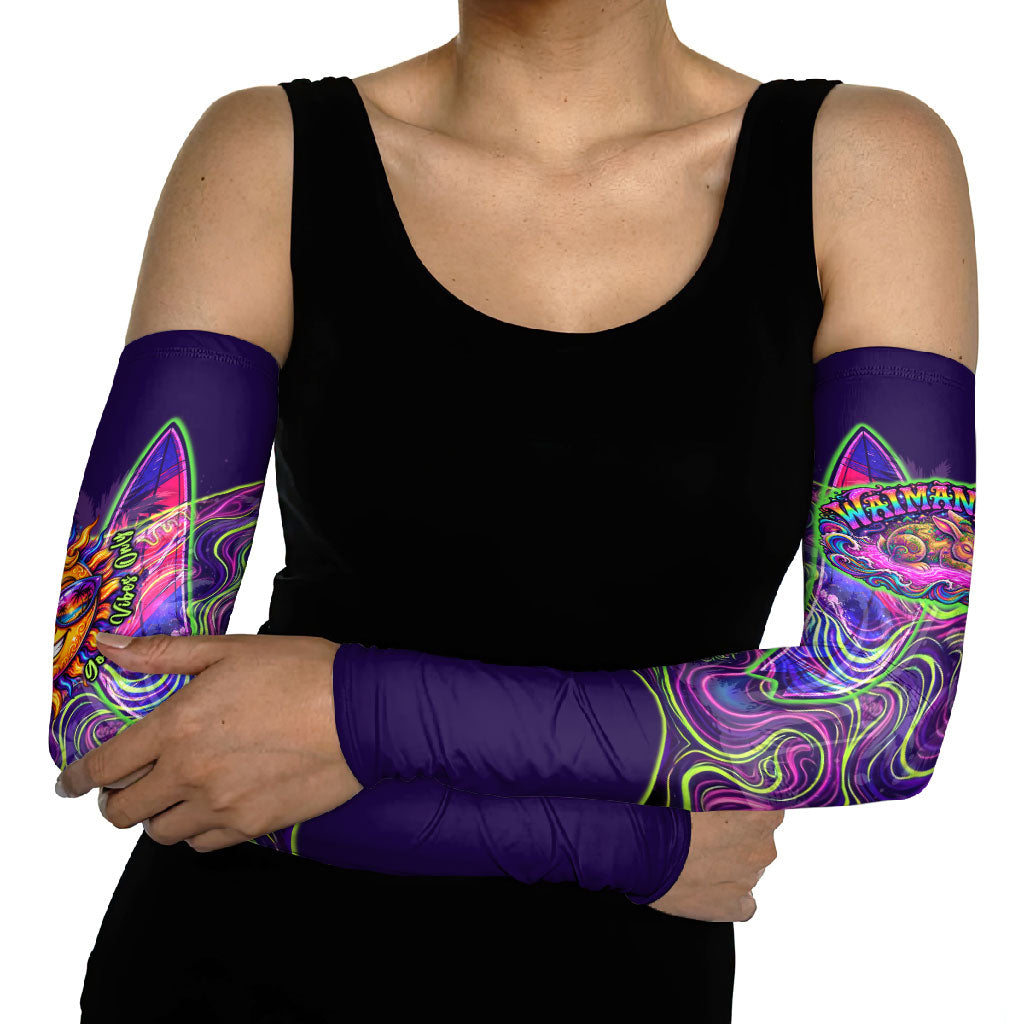 Waimanalo Hawaii Sun Rabbit Arm Sleeves Psychedelic Trippy Neon Swirl Graphic TS04 - Polynesian Pride
