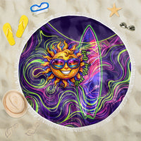 Waimanalo Hawaii Sun Rabbit Beach Blanket Psychedelic Trippy Neon Swirl Graphic TS04 One Size 150cm Purple Green - Polynesian Pride
