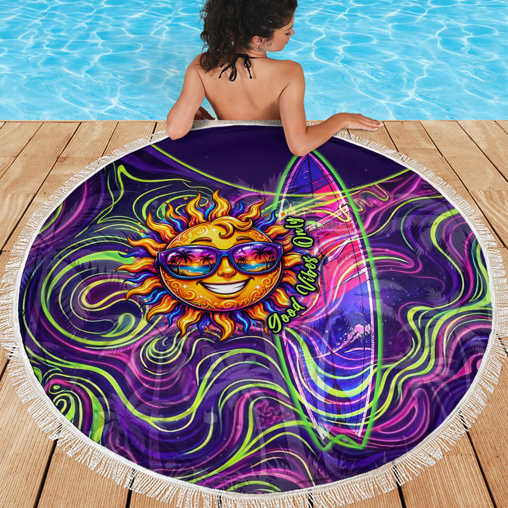 Waimanalo Hawaii Sun Rabbit Beach Blanket Psychedelic Trippy Neon Swirl Graphic TS04 - Polynesian Pride