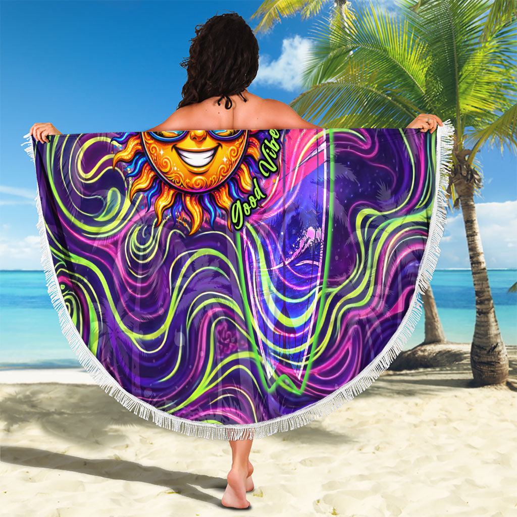 Waimanalo Hawaii Sun Rabbit Beach Blanket Psychedelic Trippy Neon Swirl Graphic TS04 - Polynesian Pride
