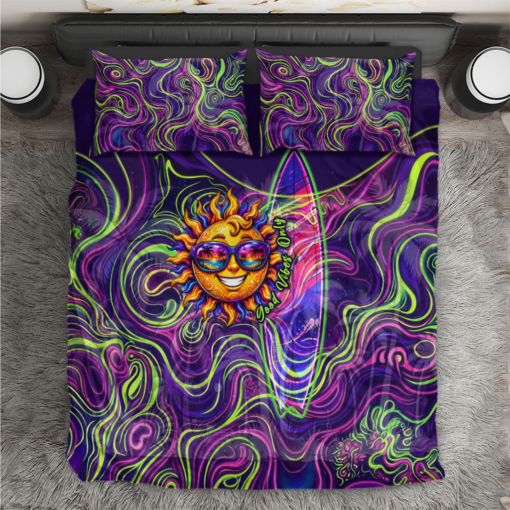 Waimanalo Hawaii Sun Rabbit Bedding Set Psychedelic Trippy Neon Swirl Graphic TS04 Purple Green - Polynesian Pride