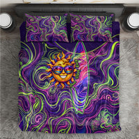 Waimanalo Hawaii Sun Rabbit Bedding Set Psychedelic Trippy Neon Swirl Graphic TS04 Purple Green - Polynesian Pride