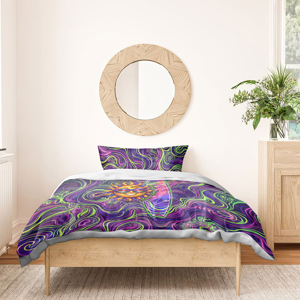 Waimanalo Hawaii Sun Rabbit Bedding Set Psychedelic Trippy Neon Swirl Graphic TS04 - Polynesian Pride