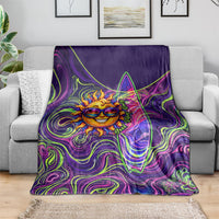 Waimanalo Hawaii Sun Rabbit Blanket Psychedelic Trippy Neon Swirl Graphic TS04 - Polynesian Pride