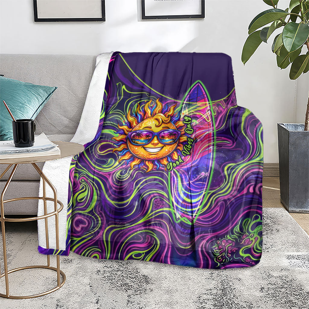 Waimanalo Hawaii Sun Rabbit Blanket Psychedelic Trippy Neon Swirl Graphic TS04 - Polynesian Pride