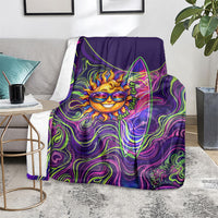 Waimanalo Hawaii Sun Rabbit Blanket Psychedelic Trippy Neon Swirl Graphic TS04 - Polynesian Pride
