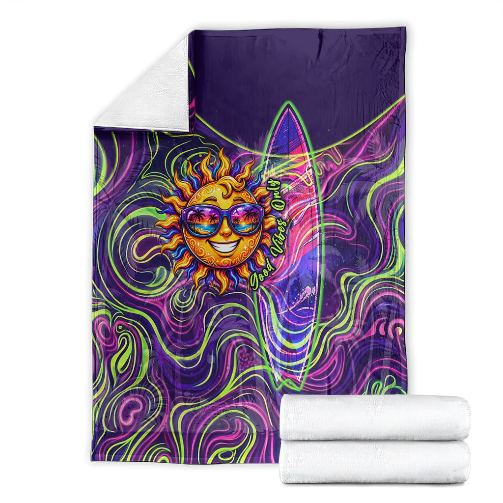 Waimanalo Hawaii Sun Rabbit Blanket Psychedelic Trippy Neon Swirl Graphic TS04 - Polynesian Pride