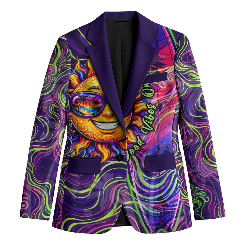 Waimanalo Hawaii Sun Rabbit Blazer Psychedelic Trippy Neon Swirl Graphic TS04 Unisex Purple Green - Polynesian Pride