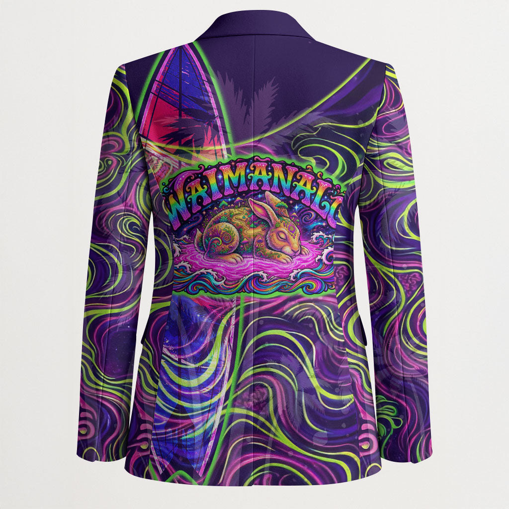 Waimanalo Hawaii Sun Rabbit Blazer Psychedelic Trippy Neon Swirl Graphic TS04 - Polynesian Pride