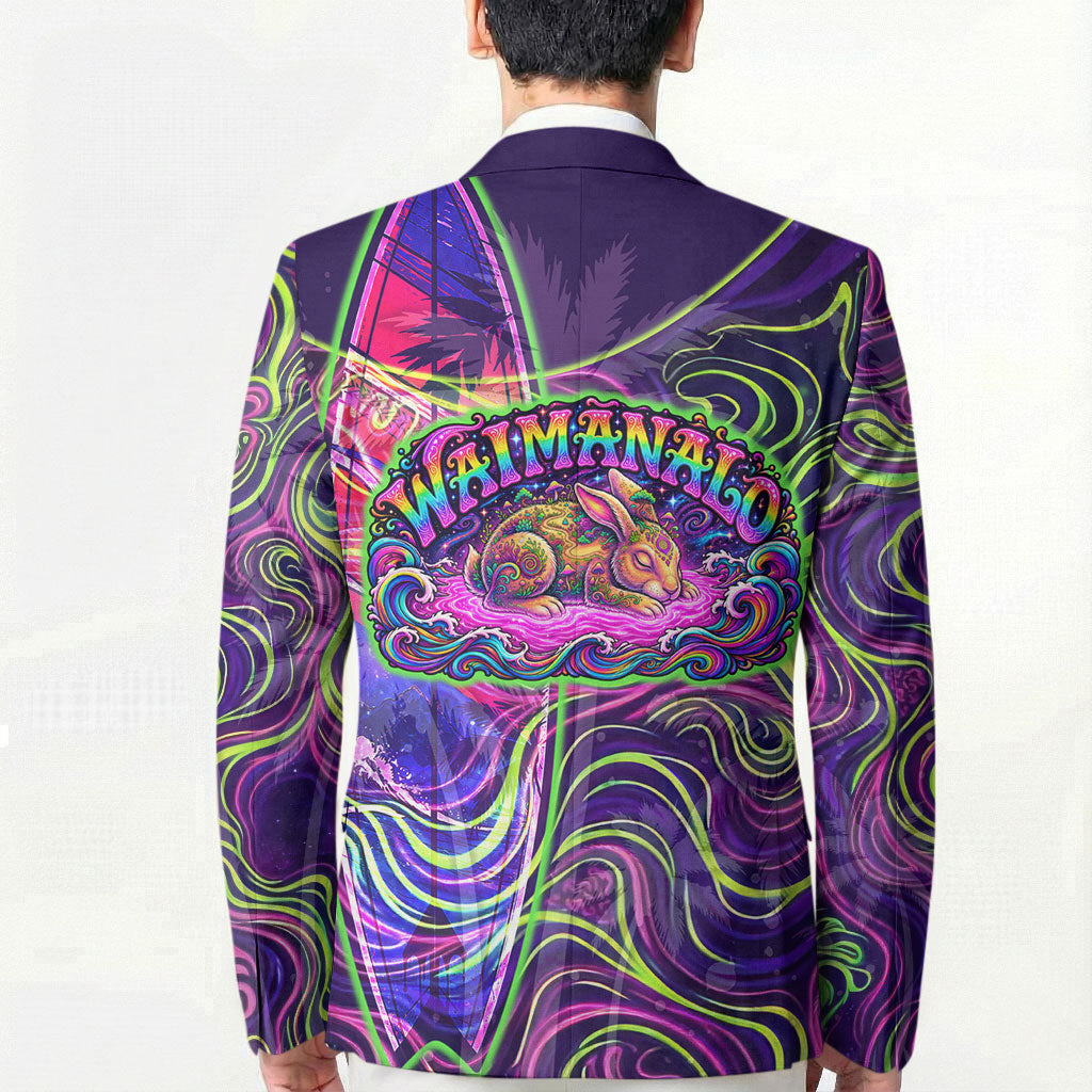 Waimanalo Hawaii Sun Rabbit Blazer Psychedelic Trippy Neon Swirl Graphic TS04 - Polynesian Pride