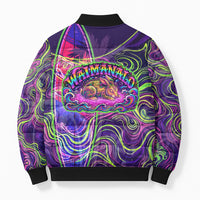 Waimanalo Hawaii Sun Rabbit Bomber Puffer Jacket Psychedelic Trippy Neon Swirl Graphic TS04 - Polynesian Pride