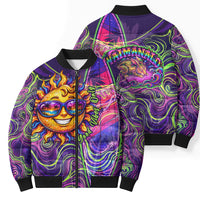 Waimanalo Hawaii Sun Rabbit Bomber Puffer Jacket Psychedelic Trippy Neon Swirl Graphic TS04 - Polynesian Pride