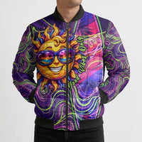Waimanalo Hawaii Sun Rabbit Bomber Puffer Jacket Psychedelic Trippy Neon Swirl Graphic TS04 - Polynesian Pride