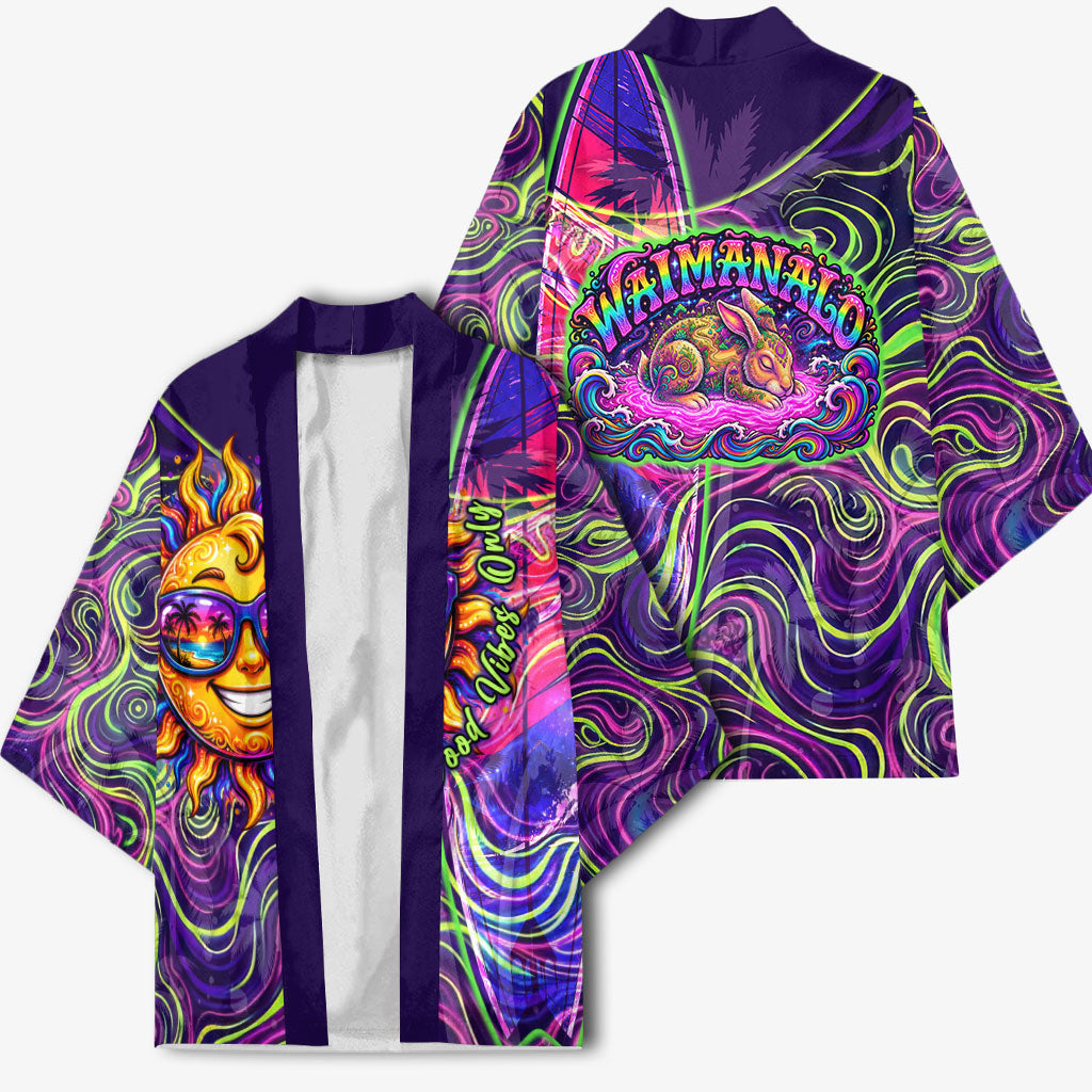 Waimanalo Hawaii Sun Rabbit Kimono Psychedelic Trippy Neon Swirl Graphic TS04 - Polynesian Pride