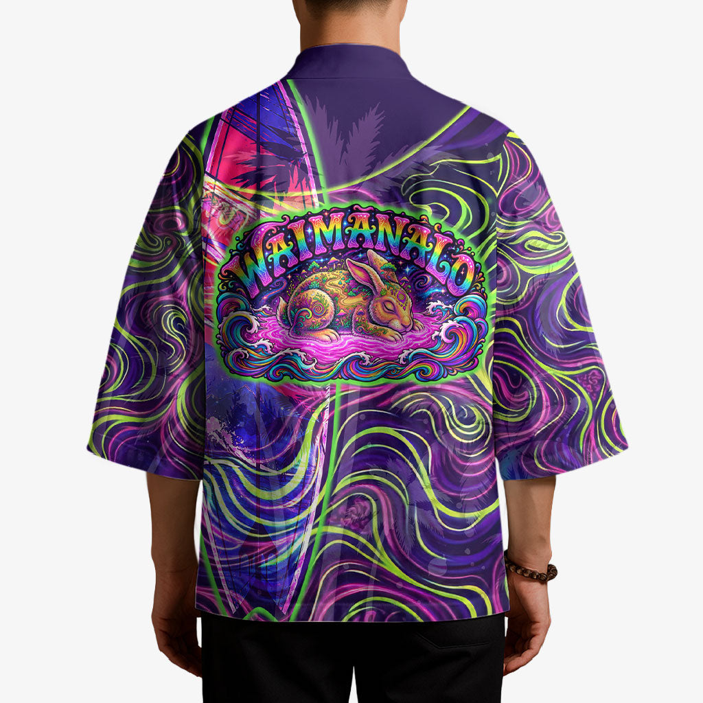 Waimanalo Hawaii Sun Rabbit Kimono Psychedelic Trippy Neon Swirl Graphic TS04 - Polynesian Pride