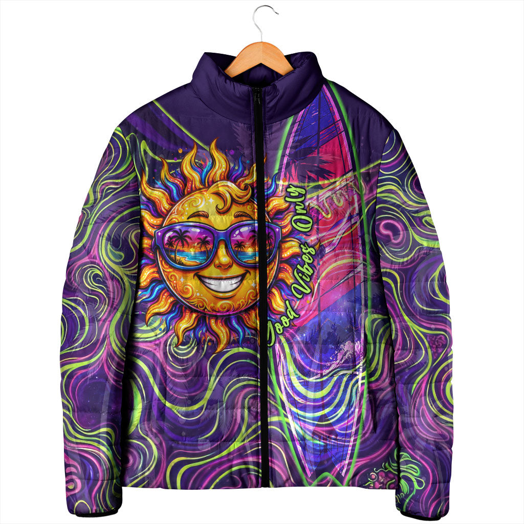 Waimanalo Hawaii Sun Rabbit Padded Jacket Psychedelic Trippy Neon Swirl Graphic TS04 - Polynesian Pride