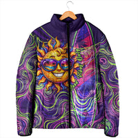 Waimanalo Hawaii Sun Rabbit Padded Jacket Psychedelic Trippy Neon Swirl Graphic TS04 - Polynesian Pride