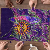 Waimanalo Hawaii Sun Rabbit Puzzle Psychedelic Trippy Neon Swirl Graphic TS04 - Polynesian Pride
