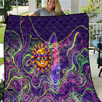 Waimanalo Hawaii Sun Rabbit Quilt Psychedelic Trippy Neon Swirl Graphic TS04 Purple Green - Polynesian Pride
