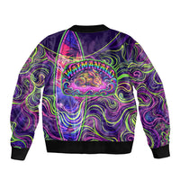Waimanalo Hawaii Sun Rabbit Sleeve Zip Bomber Jacket Psychedelic Trippy Neon Swirl Graphic TS04 - Polynesian Pride